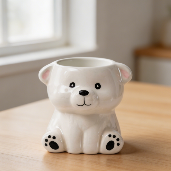 White Bear Mini Ceramic Succulent Planter