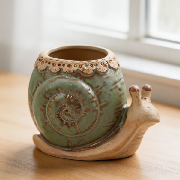 Small Snail Ceramic Planter with Drainage