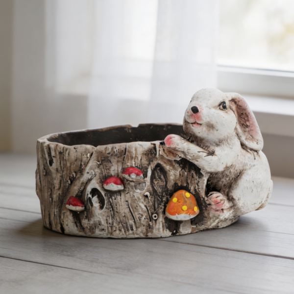 Rabbit Mushroom Cement Planter