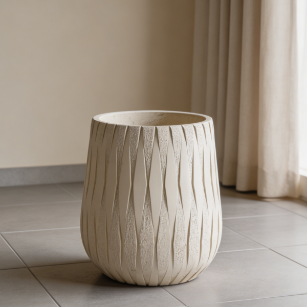 Beige Weathered Concrete Tall Planter